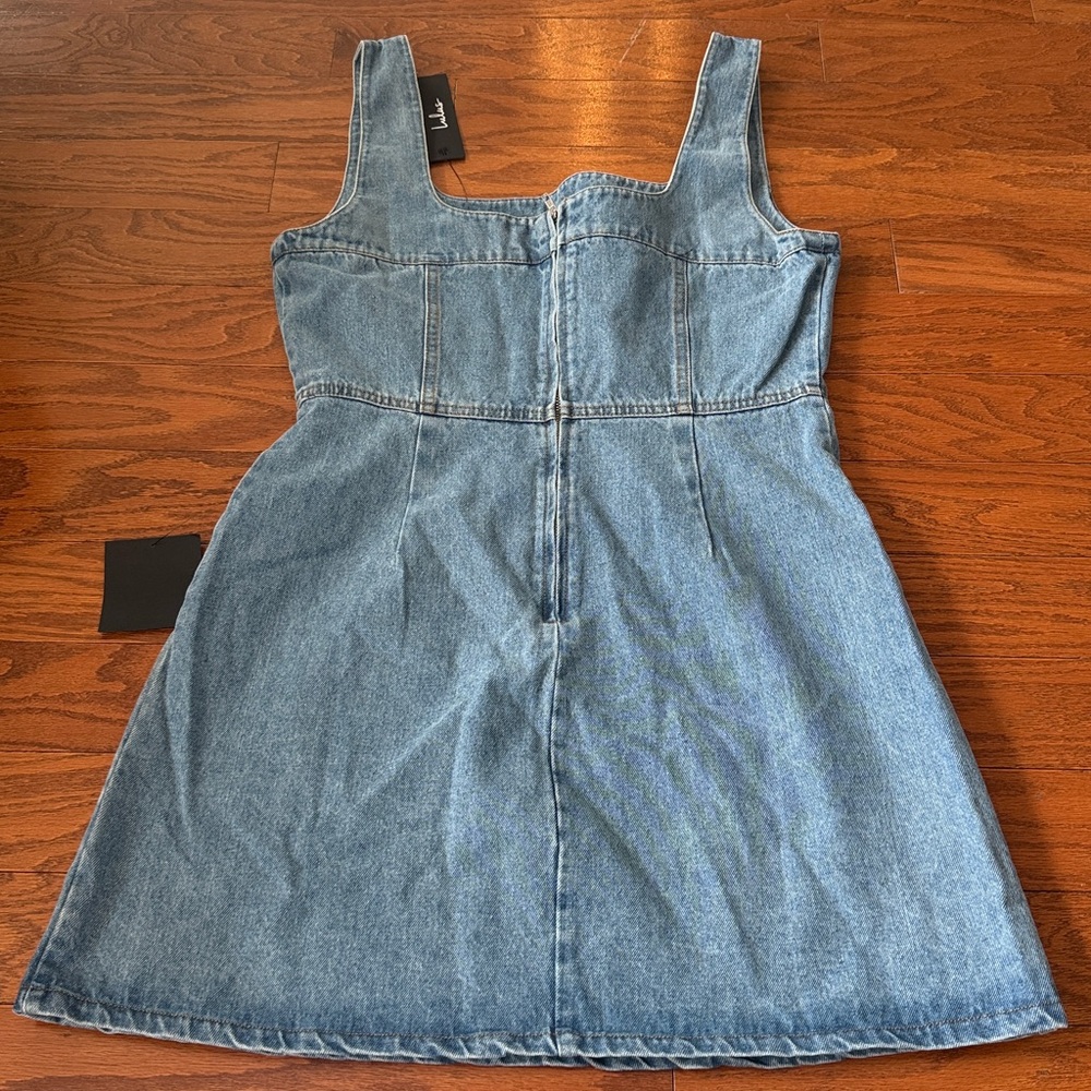 NWT Lulus denim jumper dress - Picture 3 of 6